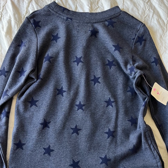 NWT navy blue star side zipper comfy long sleeve pullover - Picture 5 of 6